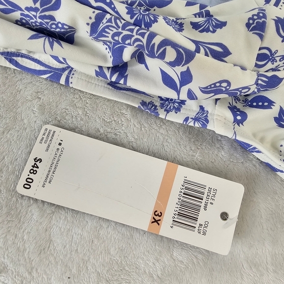 Catalina 3X High-Waist Blue Floral Bikini Bottoms UPF50+ NWT Swim - Picture 9 of 10